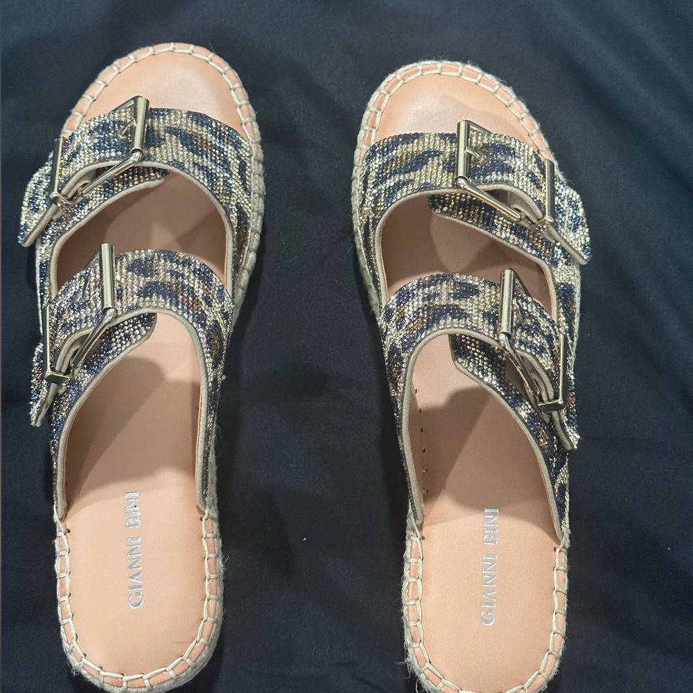 New Cheetah bling sandals with double straps